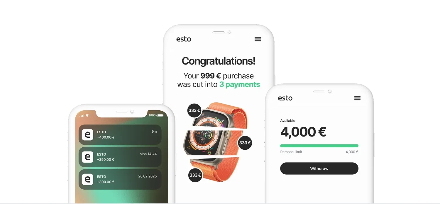The ESTO app | instalments, transactions and available limit